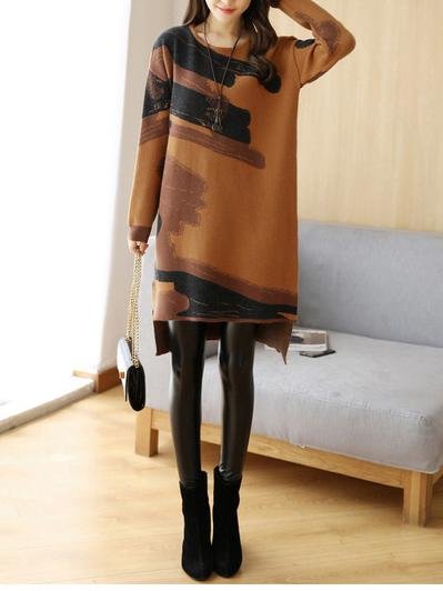 New Style Loose Mid-Length Dress For Autumn And Winter-Allyzone-Allyzone