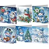 (US Only)6PCS DIY Diamond Art Greeting Cards Xmas Snowman Congratulations Thank You Cards