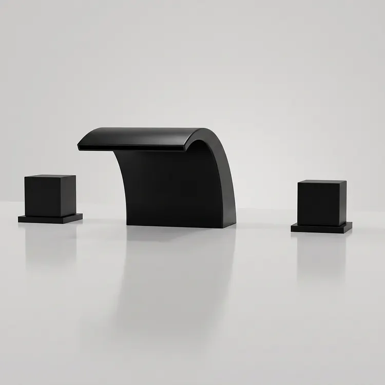 EVERSTEIN Waterfall Widespread Bathroom Sink Faucet Matte Black, 3.75" H