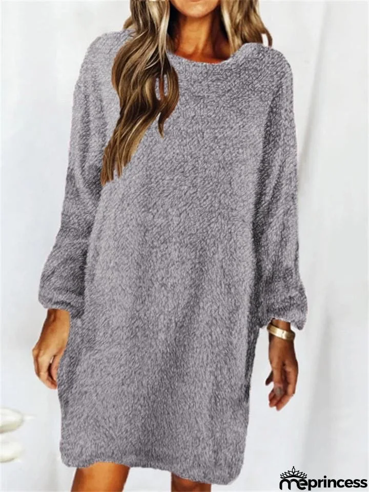 Women's Winter Casual Daily Wear Loose Thermal Plush Dresses