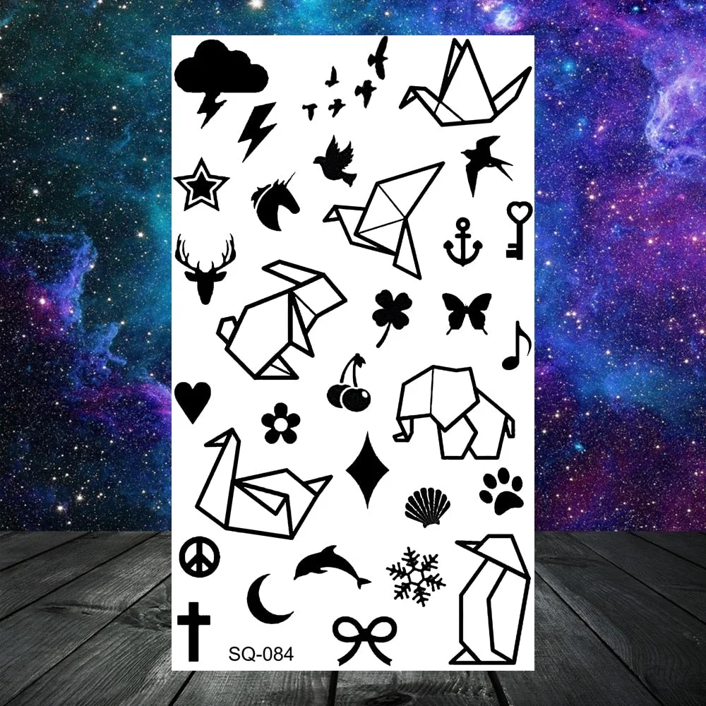 Small Skull Henna Feather Arrow Temporary Tattoos For Women Adult Kids Cross Scorpion Anchor Fake Tattoo Neck Arm Finger Tatoos