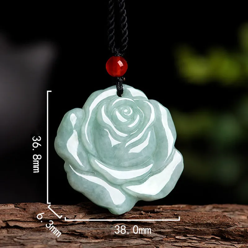 Lotus Pattern Jade Abundance Prosperity Necklace String Pendant