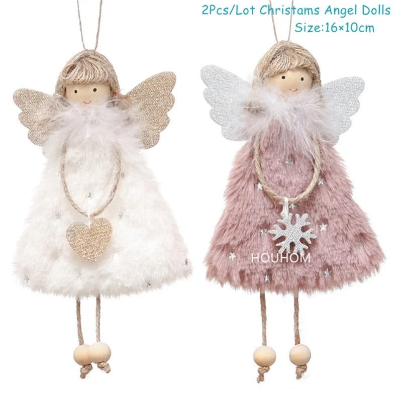 Cifeeo  Angel Dolls Girl Xmas Tree Pendant 2Pcs/Set Christmas Decorations for Home Xmas Decoration Navidad 2023 New Year Gift for Kids