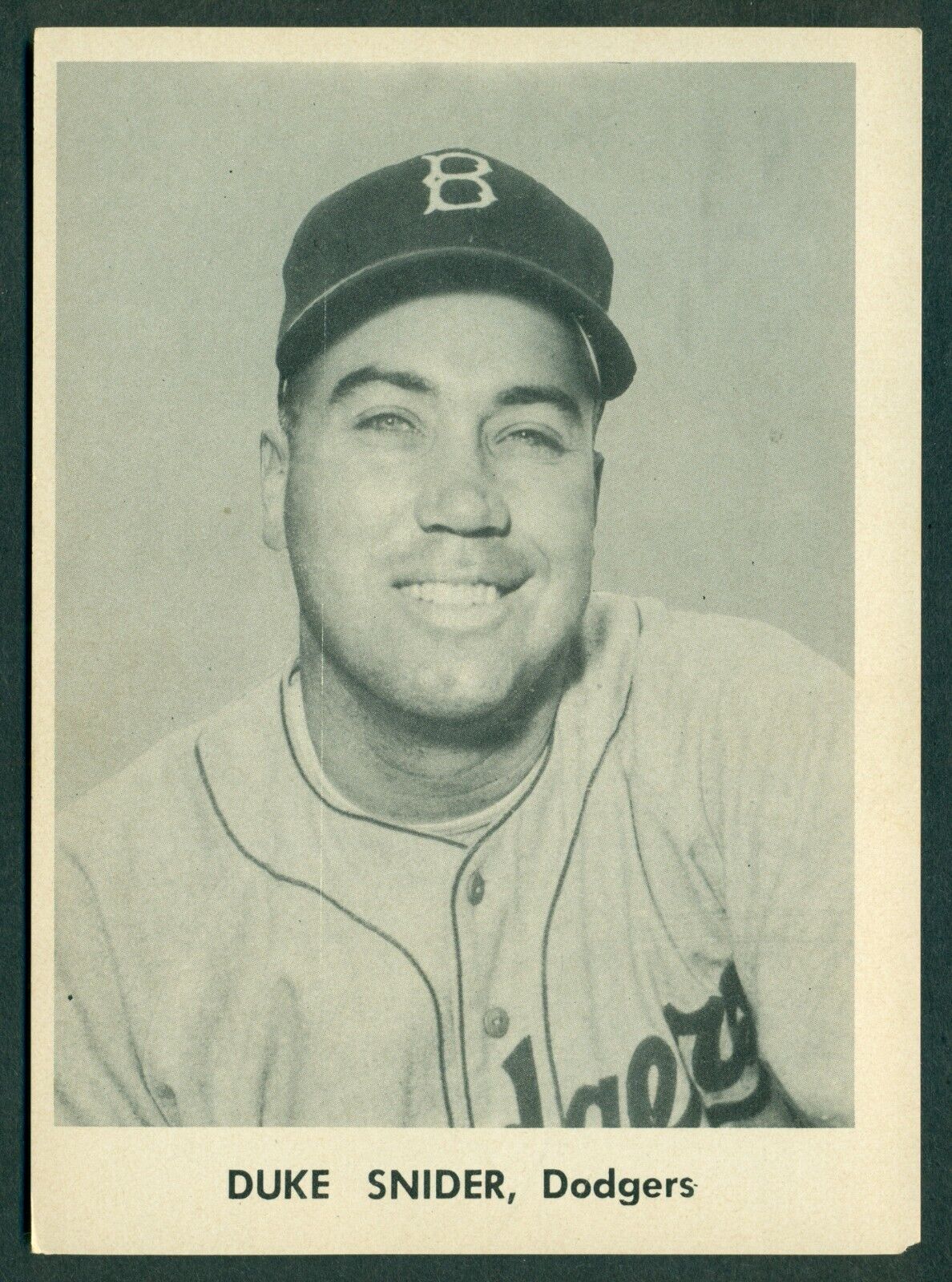 Original 1950's Duke Snider Brooklyn Dodgers Team Issue B&W Photo Poster painting Card 5X7 EX+