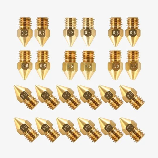 MK8 Brass Tip Nozzles, Small Resistance Nozzle Cleaning Kit