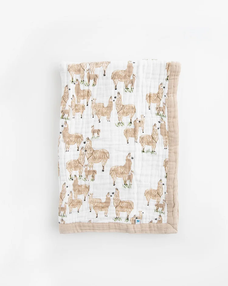 Cotton Muslin Baby Quilt - Llama Llama