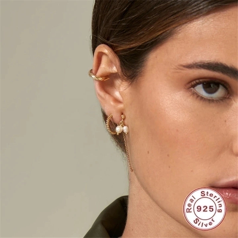 1 Pair 925 Sterling Silver Geometric Solid Color Drop Earrings