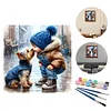 (US Only)Paint By Numbers Kit On Canvas DIY Oil Art Boy Dog Picture Home Decor40x40cm