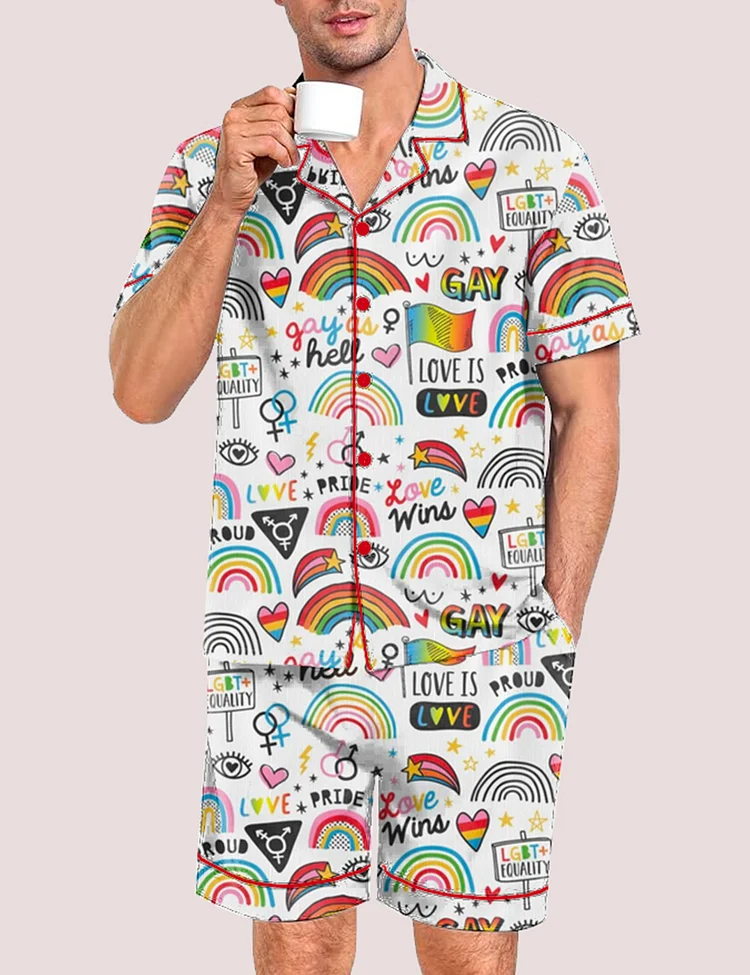 Men's Gay Is Good Pride Month Love Is Love Print Pajama Set