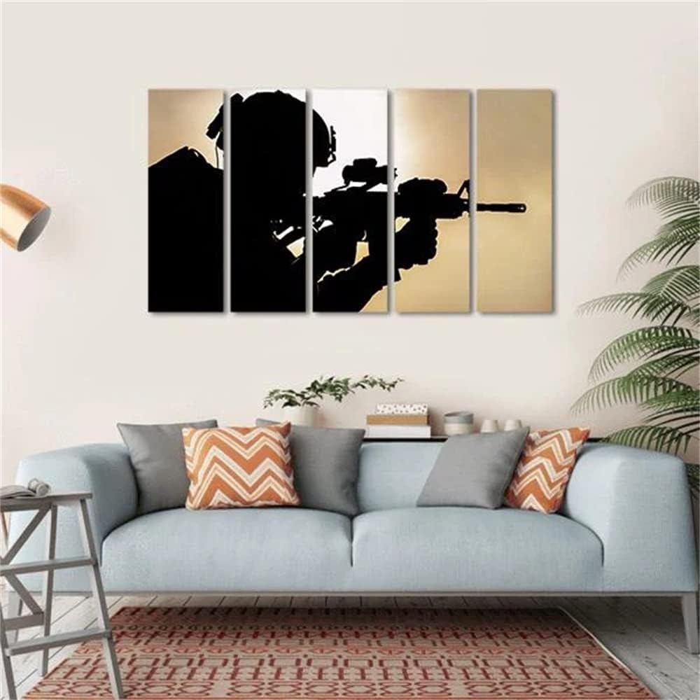 akia Wall Art For Living Room Wall Decor For Bedroom Poster Young Soldier Military Helmet Paintings Prints Artwork Bathroom Decorations Canvas Prints Hang Pictures Office Home Decor Works 42&#034;L x 24&#034;W 106x60cm