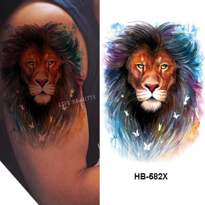 Sdrawing Tiger Cool Temporary Tattoo Sticker Fashion Wolf Waterproof Animal Body Art Arm Fake Removable Tatoo Men Women Personality