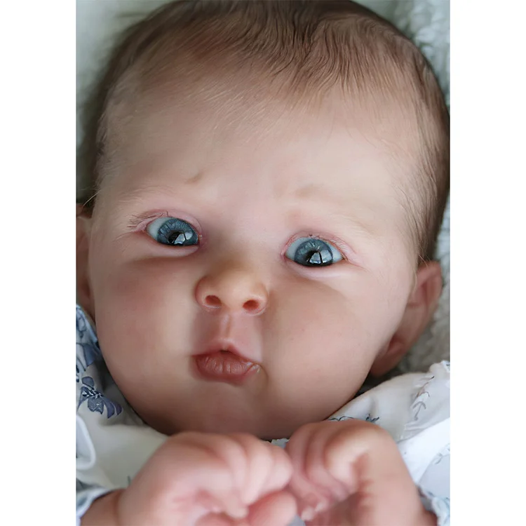 20" Look Real Innocent and Cute Cloth Body Newborn Girl Baby Doll With Blue Eyes Named Shawa Rebornartdoll® RSAW-Rebornartdoll®