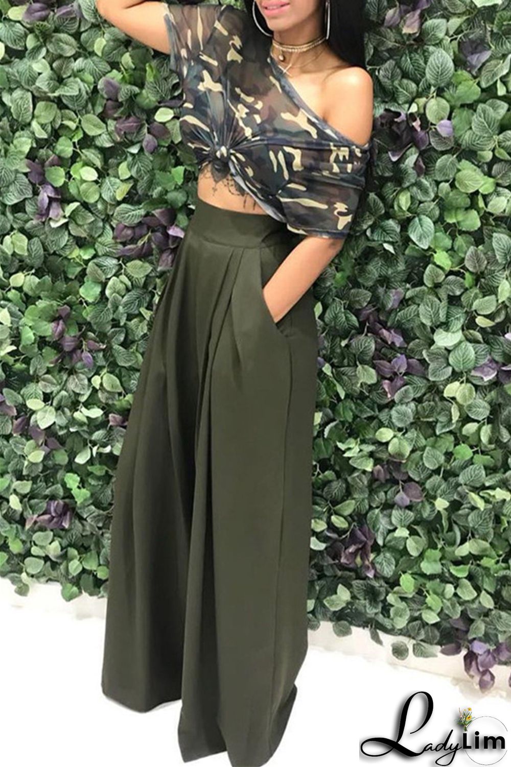Coffee Fashion Casual Solid Patchwork Regular High Waist Conventional Solid Color Bottoms