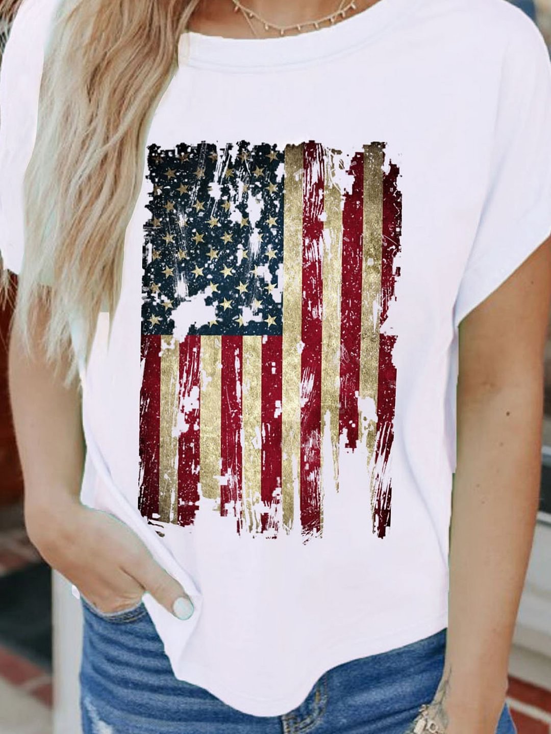 Floral-Print Flag Casual Shirts & Tops