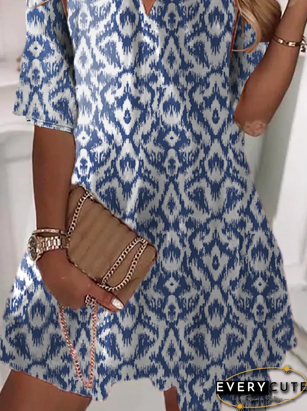 Plus size Printed Half Sleeve Casual Dresses