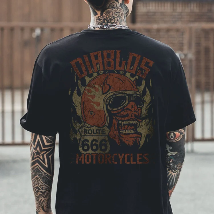 MOTOSUNNY MOTORCYCLES Helmeted Skull Black T-shirt 7521