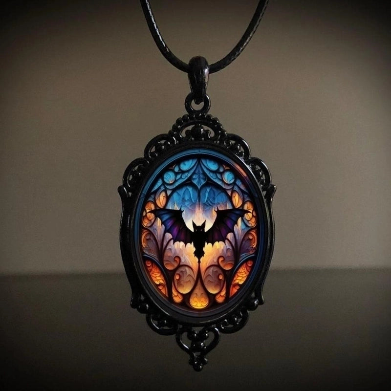 Casual Cool Style Crow Human Bat Alloy Leather Rope Pendant Necklace