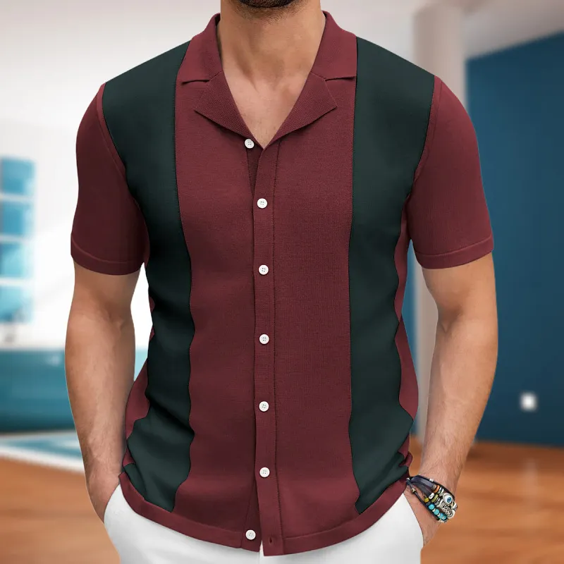 Uveng Uveng Men's Cardigan Knits Men's Sexy Shirts Collar Business Casual Polo Shirts