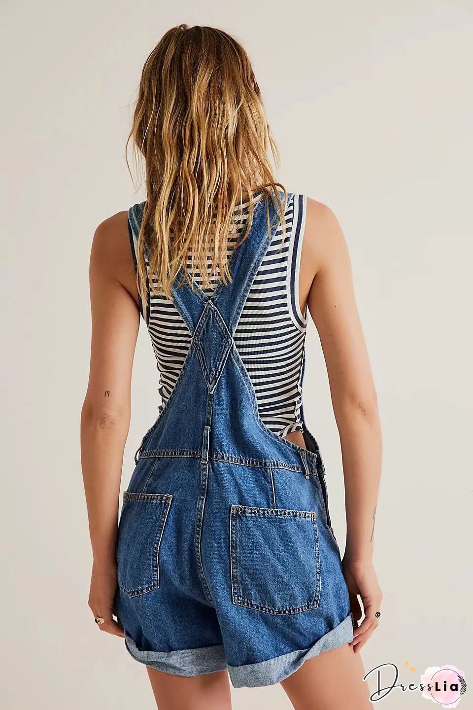 Jumpsuits Washed Pockets Shredded Straight Denim Jumpsuit for Women