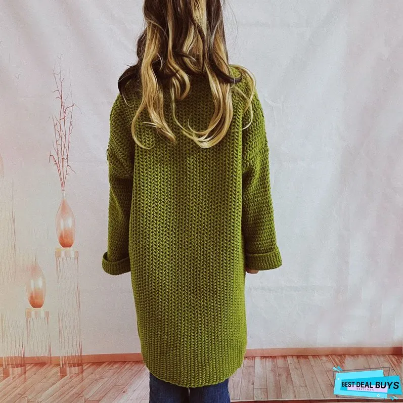 Casual Solid Colour Knitted Cardigan