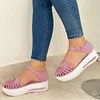 Women Comfy Platform Soft Sole Fabric Hollow-out Tassels Sandals