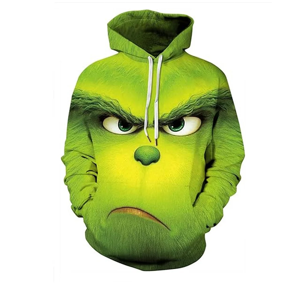 Christmas Green Fur Monster Grinch 3D Digital Printed Hoodie