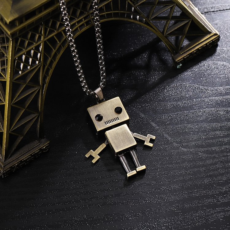 ToyTime Men Children Accessory Cute Alloy Robot Necklace Creative Jewelry Necklaces Pendants kids Adults Birthday Present