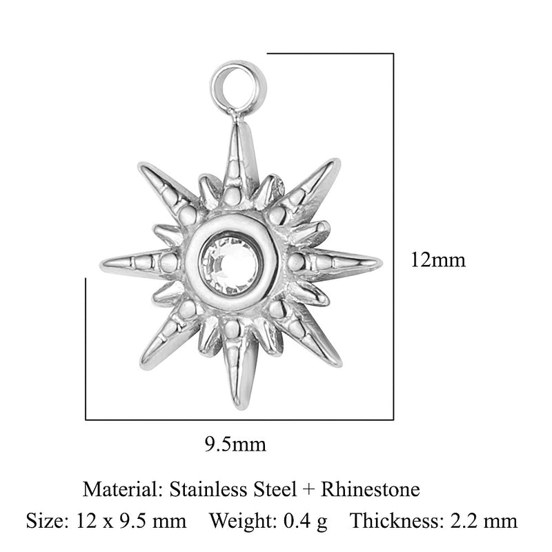 3 Pieces Streetwear Sun Titanium Steel Plating Inlay Rhinestones Zircon 18k Gold Plated Jewelry Accessories