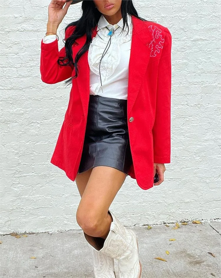 Red Vintage Western Pieces Blazer