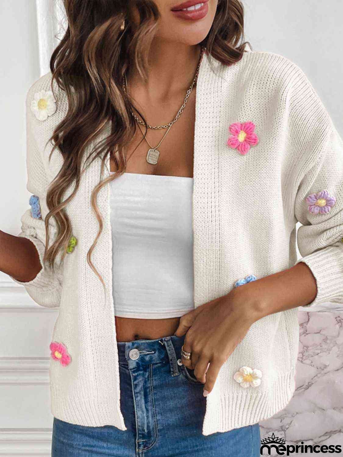 Floral Long Sleeve Open Front Cardigan