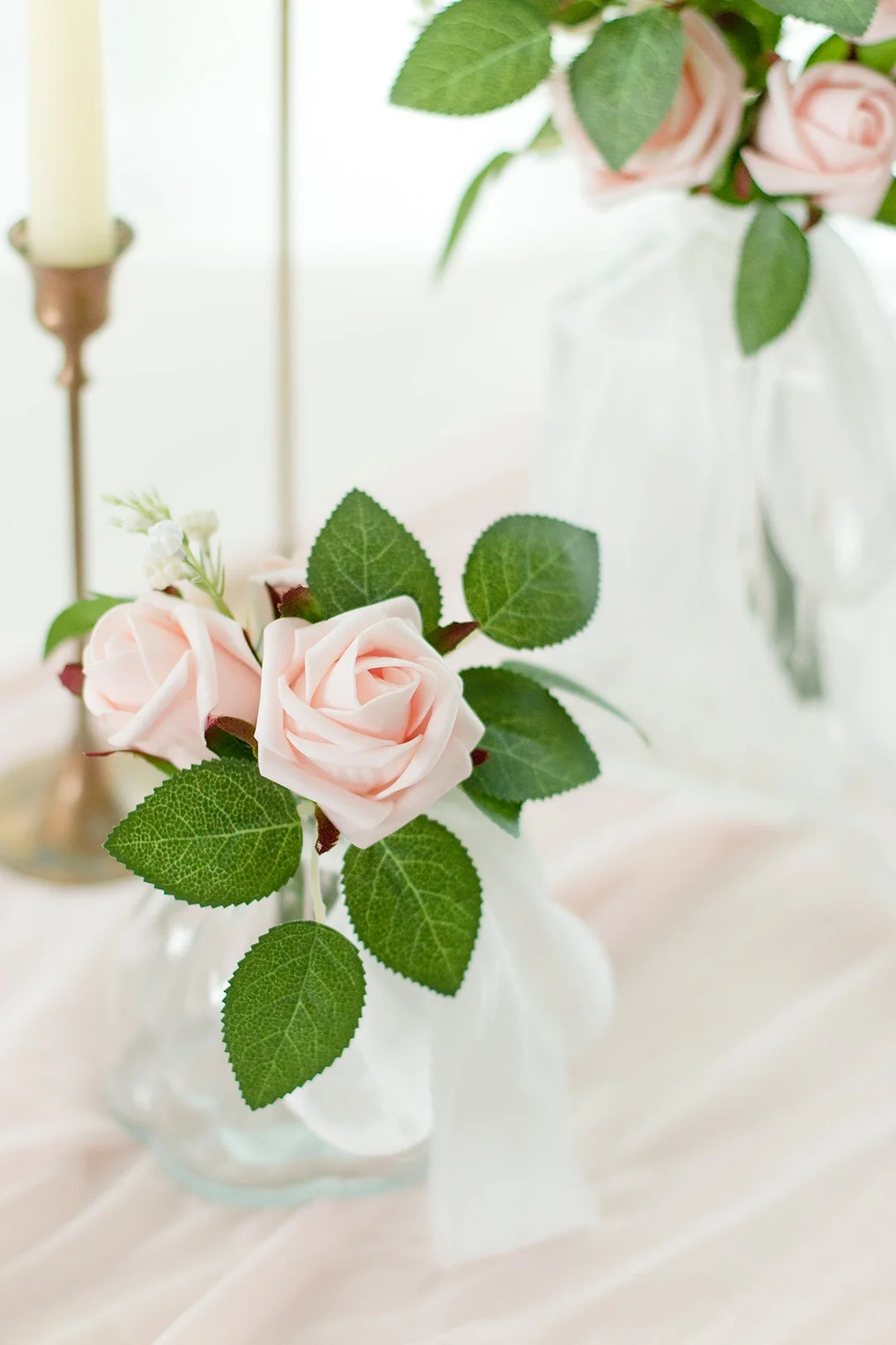 1.5"-2" Foam Rosebud & Petite Rose with Stem - 18 Colors