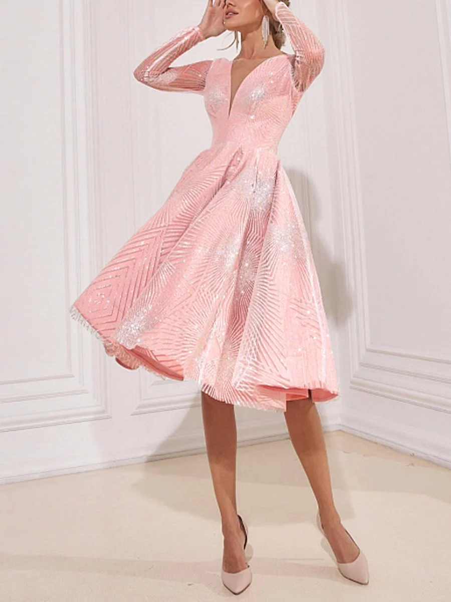 V-neck High Party Evening Dress