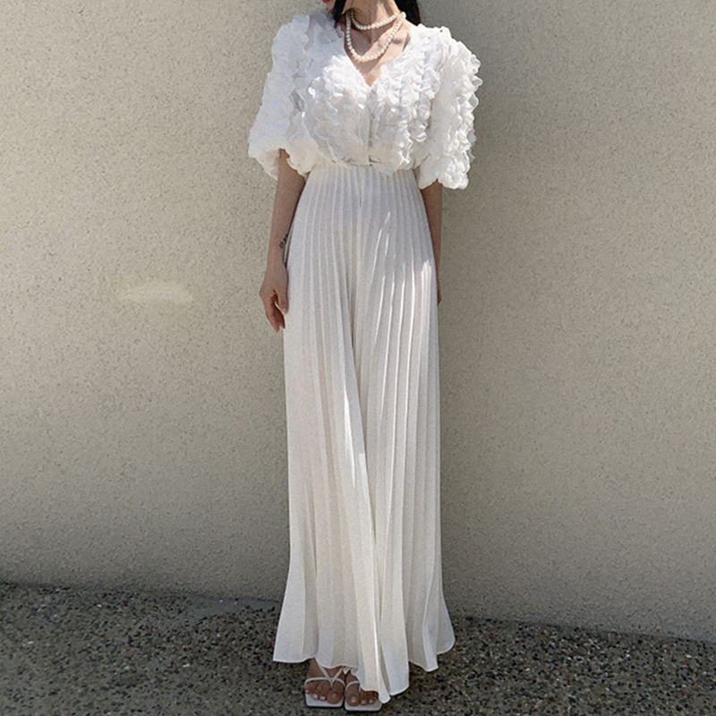 Niche Design Pleated High Waisted Pants
