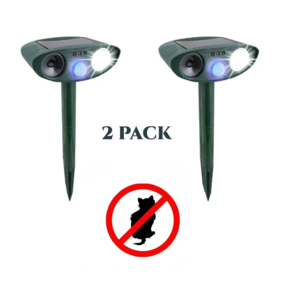 Cat deterrent-Ultrasonic Cat Repeller- PACK of 2 - Solar Powered - Get Rid of Cat