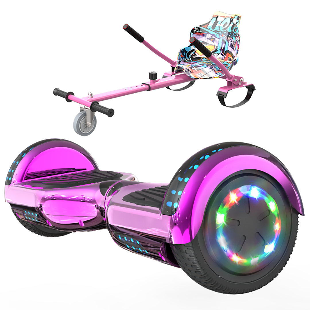 GeekMe hoverboards go kart attachment Gift for Kid LED Lights Teenager and Adult Hoverboards with Hoverkart 6.5 inch with Bluetooth Speaker