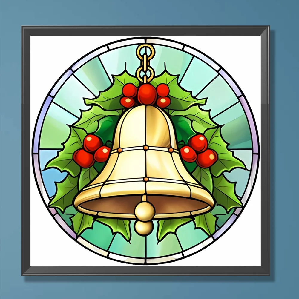 Diamond Painting - Full Round Drill - Stained Glass Xmas Bell(Canvas|30*30cm)
