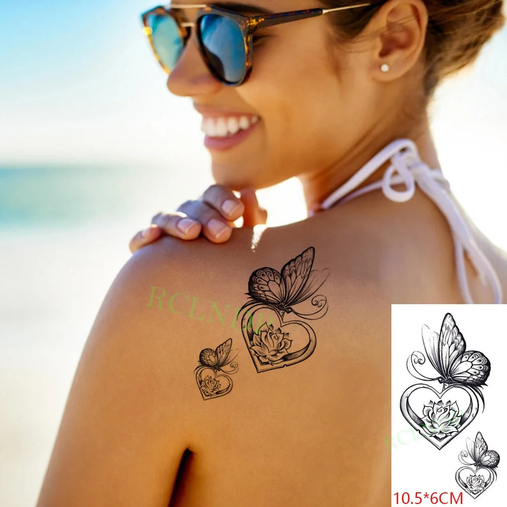 Waterproof Temporary Tattoo Sticker Rose Flower Leaf Letter Black Small Body Art Flash Tatoo Fake Tatto for Kids Girl Men Women