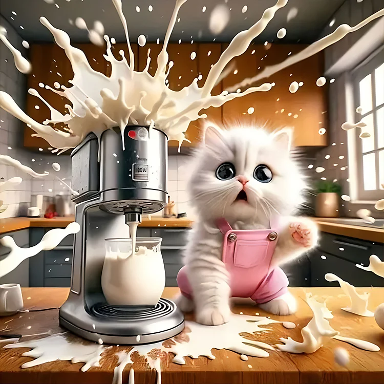 Funny Cat - Full Round Drill Diamond Painting - 40*40CM(Canvas)