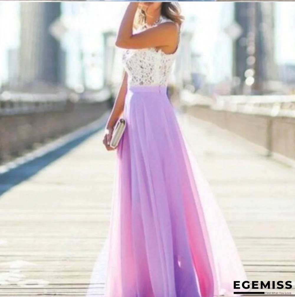 Lace Stitched Chiffon Extra Long Dress | EGEMISS