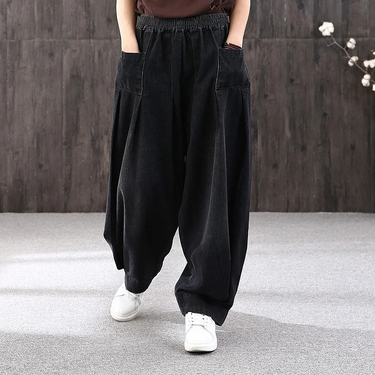 Casual Wide Leg Denim Pants