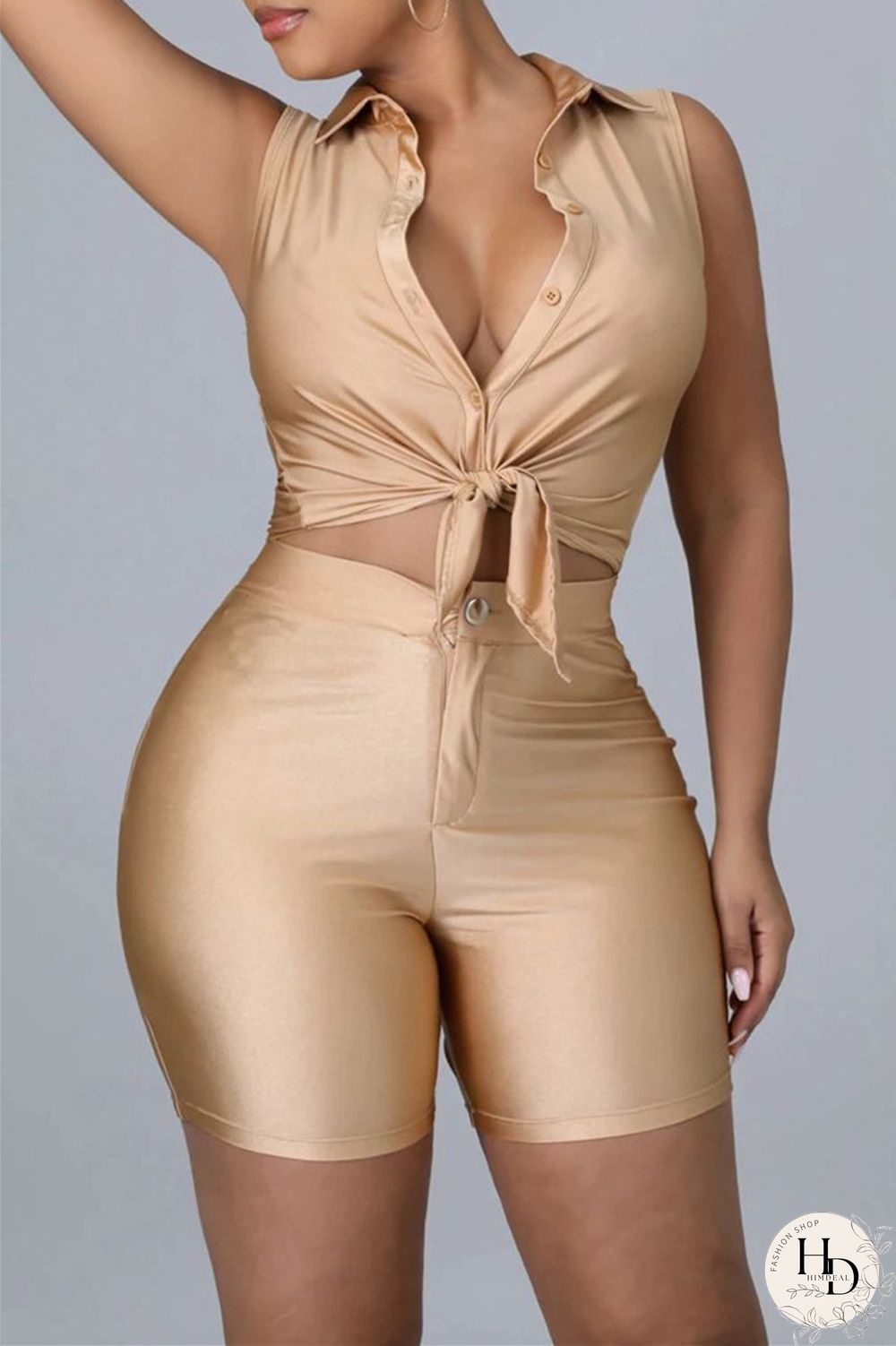 Black Fashion Casual Solid Basic Turndown Collar Sleeveless Two Pieces