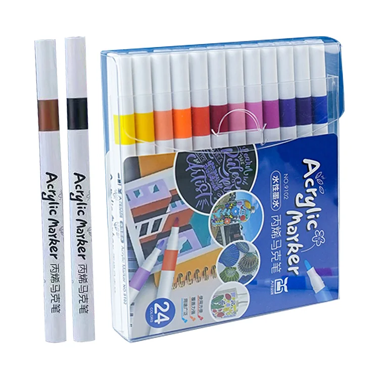 Acrylic Color Marker Set DIY Drawing Pen Assorted Colors For Wood (24 Colors)