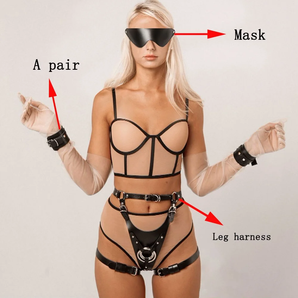 Billionm Fullyoung Women's Harness Sexy Leather Garter Harajuku Lingerie Suspenders Set Body Bondage Cage Belt Goth Clothing Accessories