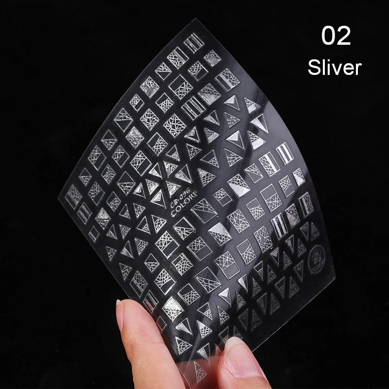 1PC Gold Black White Linear Nail Sticker Mix Pattern Transfer Various 3D Adhesive Decals Nail Decoration DIY Design