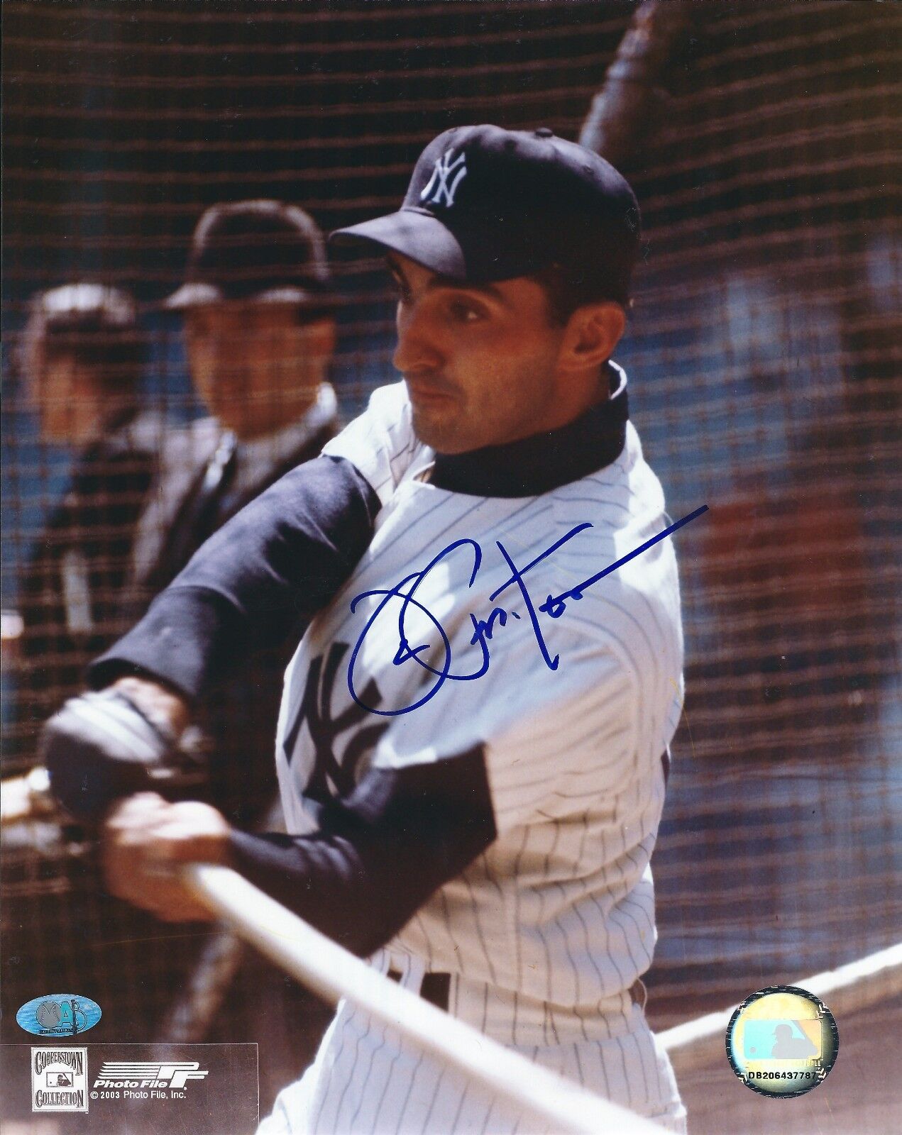 Signed 8x10 JOE PEPITONE New York Yankees Photo Poster painting - COA