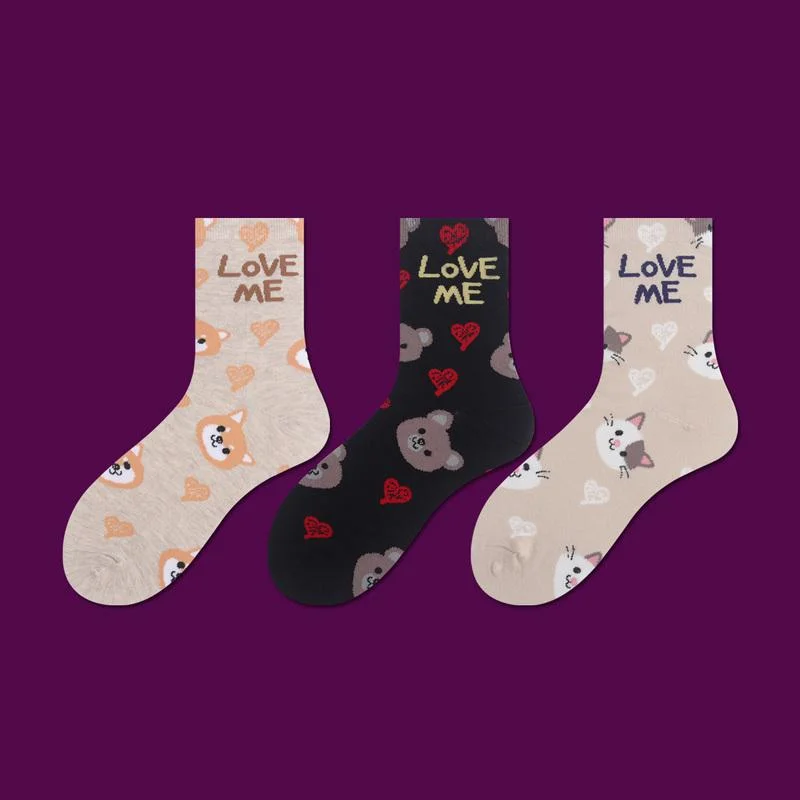 Cute Cotton Animal Print Crew Socks