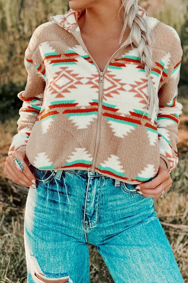 Vintage Aztec Graphic Print Flannel Jacket