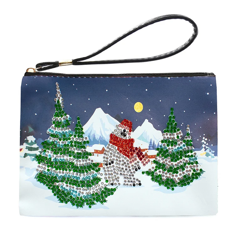 Christmas Special Shape Diamond Art Clutch Bag Snowman Diamond Makeup Bag Santa