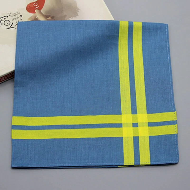 Handkerchiefs Women Cotton Plaid Retro High Quality Elegant Square Towel Pocket Womens Trendy Korean Style Ladies Simple Casual