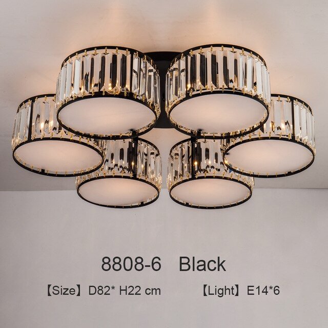 Modern Black Pendant Lights LED Crystals Lamp Fixtures For Study Kids Bedroom Kitchen Dining Room Vintage Gold Living Room Light